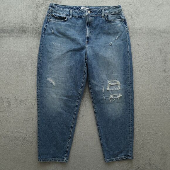 Tommy Jeans Women's 16 Blue High-Rise Denim Pants 27" Inseam Distressed - Picture 3 of 16